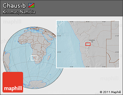 Gray Location Map of Chausib, hill shading