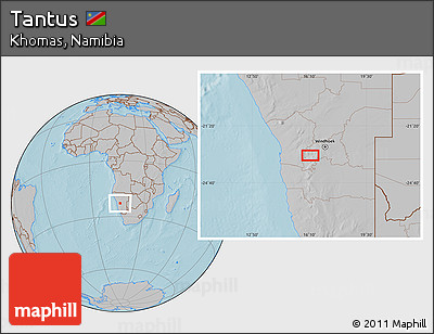 Gray Location Map of Tantus, hill shading