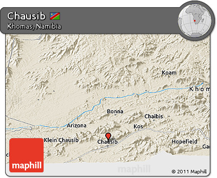 Shaded Relief Panoramic Map of Chausib