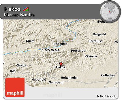 Shaded Relief Panoramic Map of Hakos