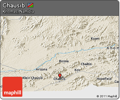Shaded Relief Panoramic Map of Chausib