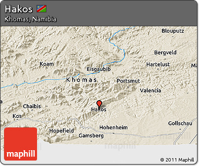 Shaded Relief Panoramic Map of Hakos