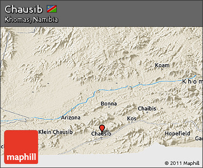 Shaded Relief Panoramic Map of Chausib