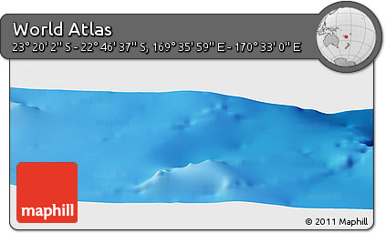 Physical Panoramic Map of the Area around 23° 3' 19" S, 170° 4' 29" E