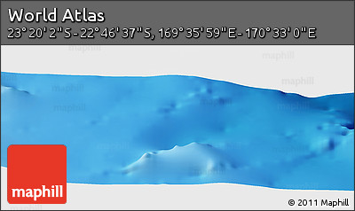Physical Panoramic Map of the Area around 23° 3' 19" S, 170° 4' 29" E