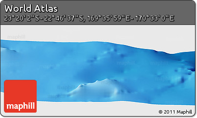 Physical Panoramic Map of the Area around 23° 3' 19" S, 170° 4' 29" E