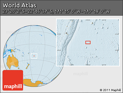 Political Location Map of the Area around 23° 3' 19" S, 170° 46' 30" W