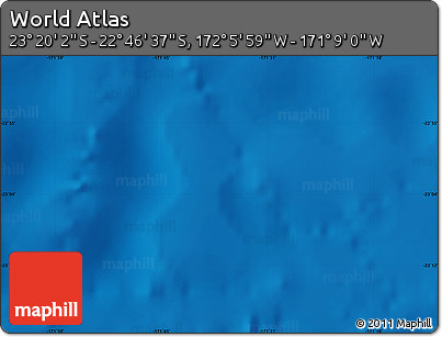 Shaded Relief Map of the Area around 23° 3' 19" S, 171° 37' 30" W