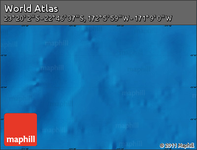 Shaded Relief Map of the Area around 23° 3' 19" S, 171° 37' 30" W
