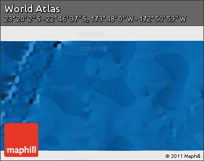 Political 3D Map of the Area around 23° 3' 19" S, 173° 19' 29" W