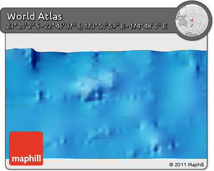 Physical 3D Map of the Area around 23° 3' 19" S, 174° 19' 29" E
