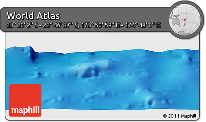 Physical Panoramic Map of the Area around 23° 3' 19" S, 174° 19' 29" E