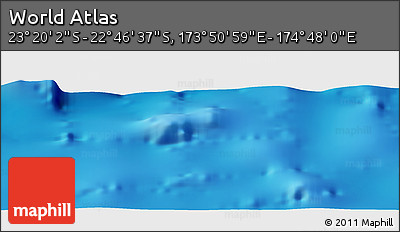 Physical Panoramic Map of the Area around 23° 3' 19" S, 174° 19' 29" E