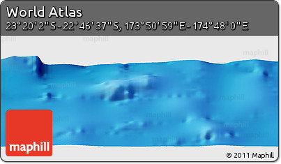 Physical Panoramic Map of the Area around 23° 3' 19" S, 174° 19' 29" E