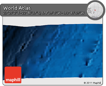 Shaded Relief 3D Map of the Area around 23° 3' 19" S, 174° 10' 30" W