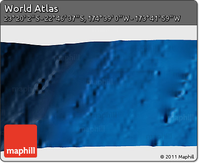 Shaded Relief 3D Map of the Area around 23° 3' 19" S, 174° 10' 30" W