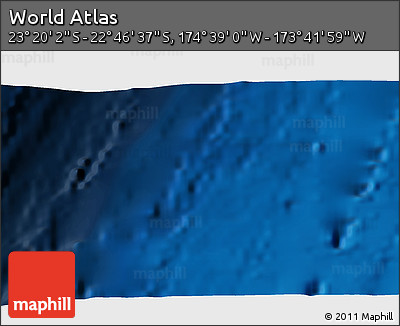 Shaded Relief 3D Map of the Area around 23° 3' 19" S, 174° 10' 30" W