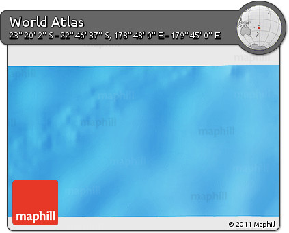 Physical 3D Map of the Area around 23° 3' 19" S, 179° 16' 30" E