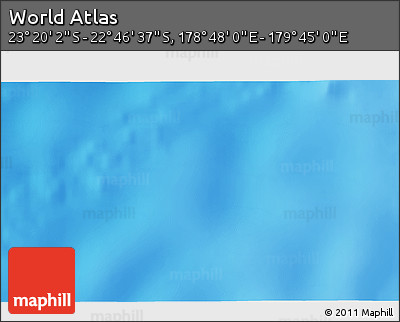 Physical 3D Map of the Area around 23° 3' 19" S, 179° 16' 30" E