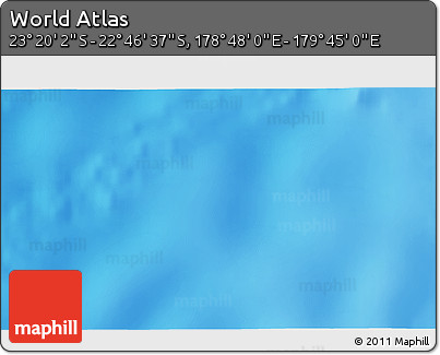 Physical 3D Map of the Area around 23° 3' 19" S, 179° 16' 30" E