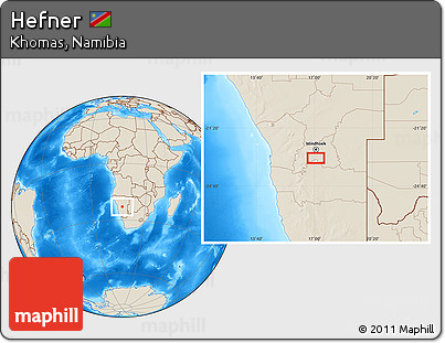 Shaded Relief Location Map of Hefner