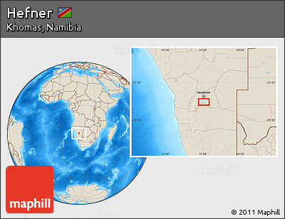 Shaded Relief Location Map of Hefner