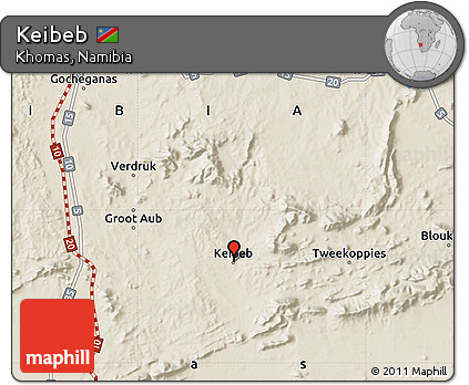 Shaded Relief Map of Keibeb