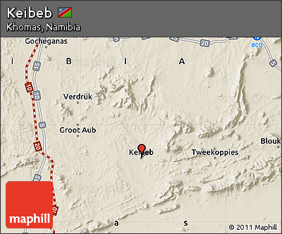 Shaded Relief Map of Keibeb