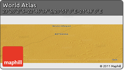 Physical Panoramic Map of the Area around 23° 3' 19" S, 21° 19' 30" E