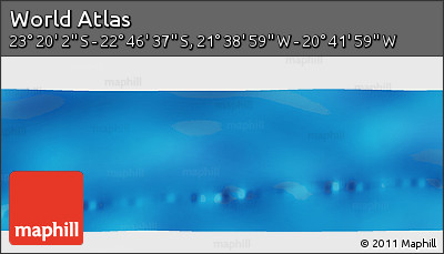 Physical Panoramic Map of the Area around 23° 3' 19" S, 21° 10' 29" W