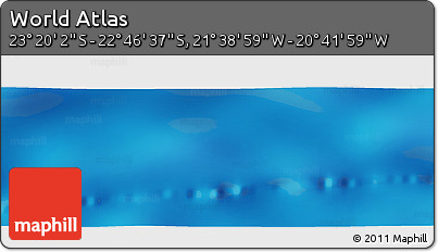 Physical Panoramic Map of the Area around 23° 3' 19" S, 21° 10' 29" W