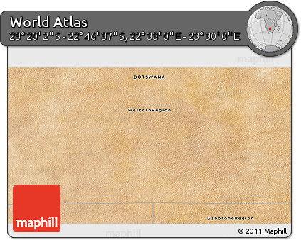 Satellite 3D Map of the Area around 23° 3' 19" S, 23° 1' 29" E