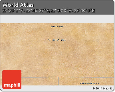 Satellite 3D Map of the Area around 23° 3' 19" S, 23° 1' 29" E