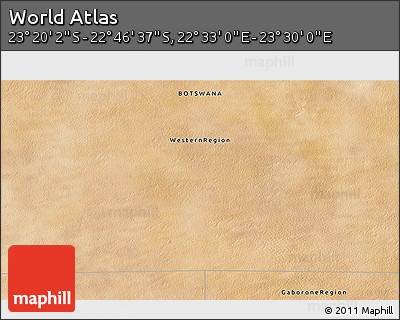 Satellite 3D Map of the Area around 23° 3' 19" S, 23° 1' 29" E