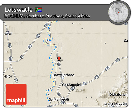 Shaded Relief Map of Letswatla