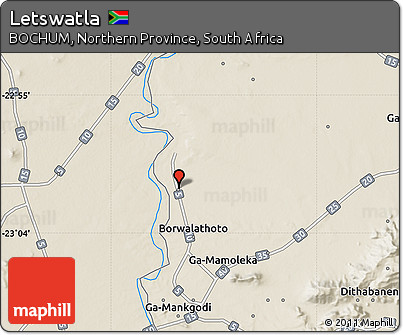 Shaded Relief Map of Letswatla