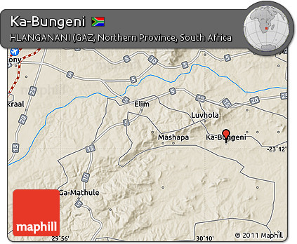 Shaded Relief Map of Ka-Bungeni