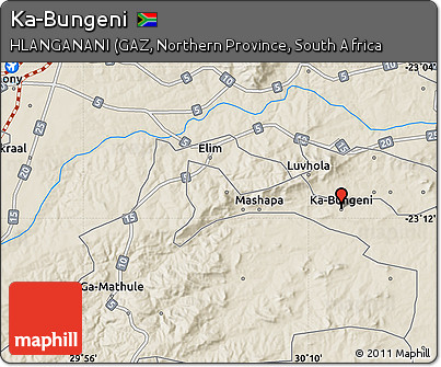 Shaded Relief Map of Ka-Bungeni