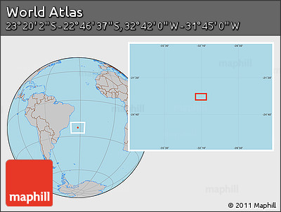 Gray Location Map of the Area around 23° 3' 19" S, 32° 13' 30" W