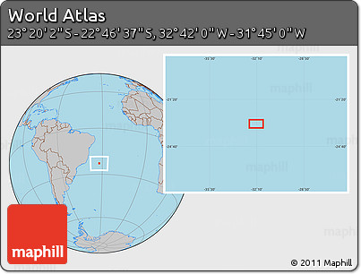 Gray Location Map of the Area around 23° 3' 19" S, 32° 13' 30" W