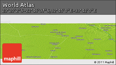 Physical Panoramic Map of the Area around 23° 3' 19" S, 33° 13' 30" E