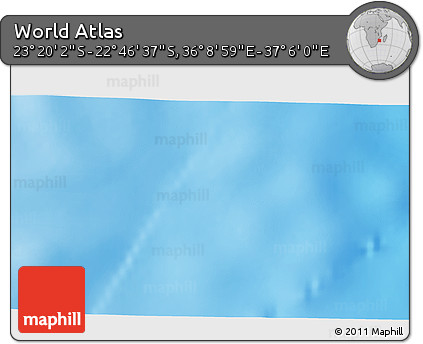 Physical 3D Map of the Area around 23° 3' 19" S, 36° 37' 30" E