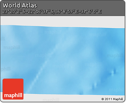 Physical 3D Map of the Area around 23° 3' 19" S, 36° 37' 30" E