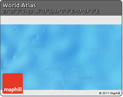 Physical 3D Map of the Area around 23° 3' 19" S, 37° 28' 30" E