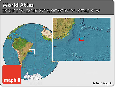 Satellite Location Map of the Area around 23° 3' 19" S, 38° 10' 29" W