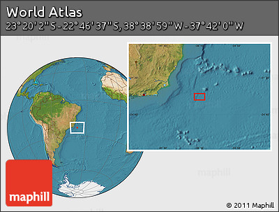 Satellite Location Map of the Area around 23° 3' 19" S, 38° 10' 29" W