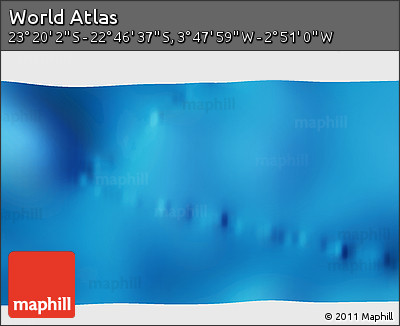 Physical 3D Map of the Area around 23° 3' 19" S, 3° 19' 30" W