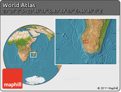 Satellite Location Map of the Area around 23° 3' 19" S, 44° 16' 29" E