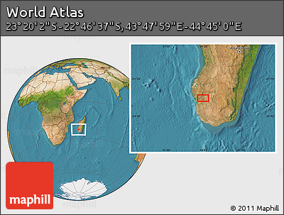 Satellite Location Map of the Area around 23° 3' 19" S, 44° 16' 29" E