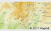 Physical 3D Map of the area around 23° 3' 19" S, 45° 7' 30" E